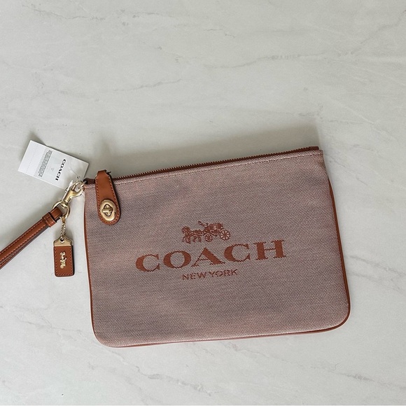 Coach Blush and Brown Wristlet - Picture 1 of 5